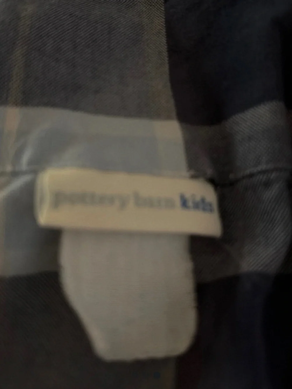 Pottery Barn Kids Blue and Navy Plaid Tab-Top Curtain Panel